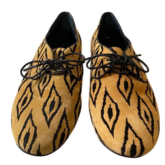 BCBG Generation Shoes Lace up Oxford Flats Black & Tan Print Size 7.5 - Picture 4 of 9